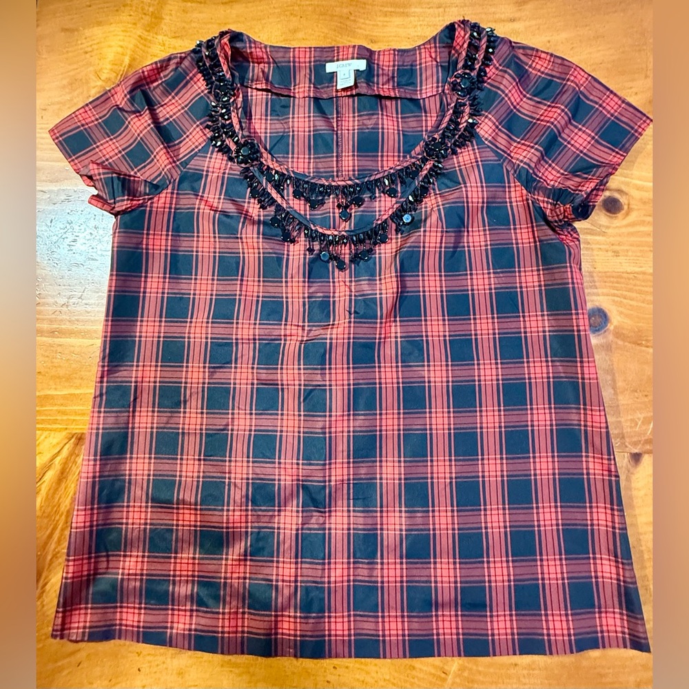 J. Crew Red and Black Plaid Blouse